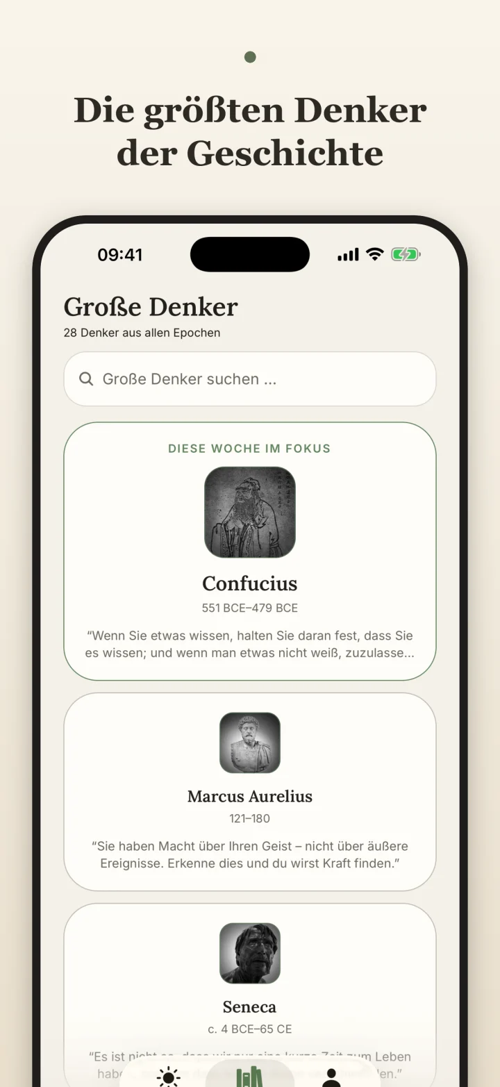 Adage Screenshot der Bibliothek großer Geister